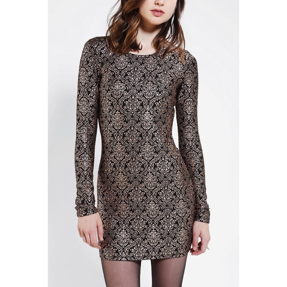 Urban Outfitters Knit Foil Brocade Bodycon Dress